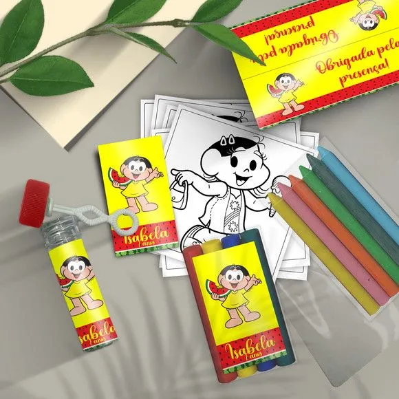 Kit Massinha + Giz + Bolha - Magali Personalizado - feito à mão por Mi Papelaria Criativa