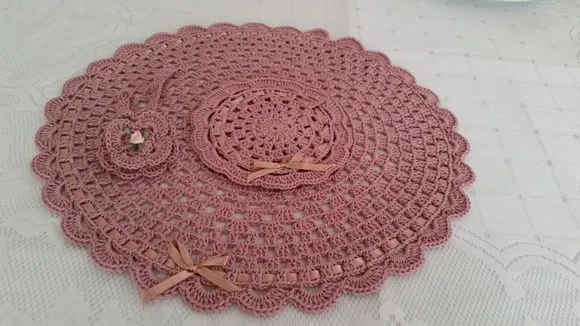 Kit Sousplat em Crochê com 12 Peças Rosa Antigo - foto 5