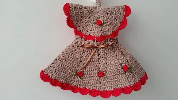 Pegador de Panelas Vestido Duna/tomate (20 cm x 15 cm ) - foto 4
