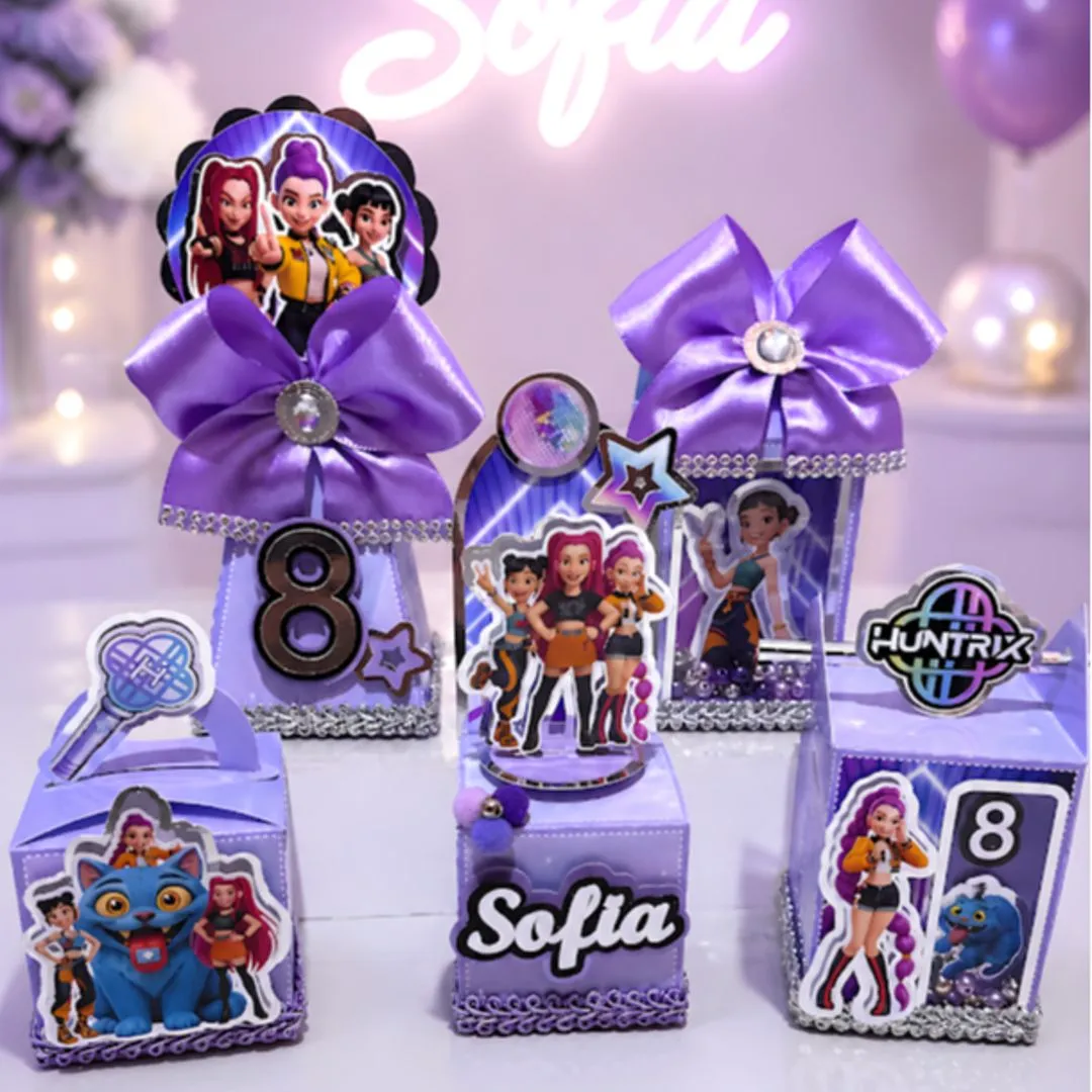 kit 20 caixinhas Personalizadas Guerreiras do K-Pop Lembrancinhas Decoração Festa infantil Papelaria Caixinha Guerreiras do K-Pop