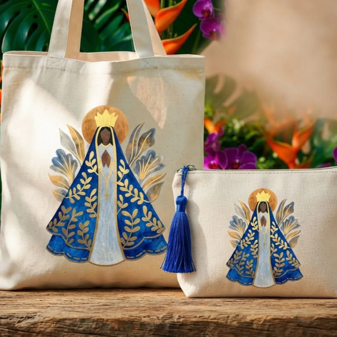 Kit Ecobag Necessaire E Chaveiro Presente Feminino Criativo Nossa Senhora Aparecida - foto 5