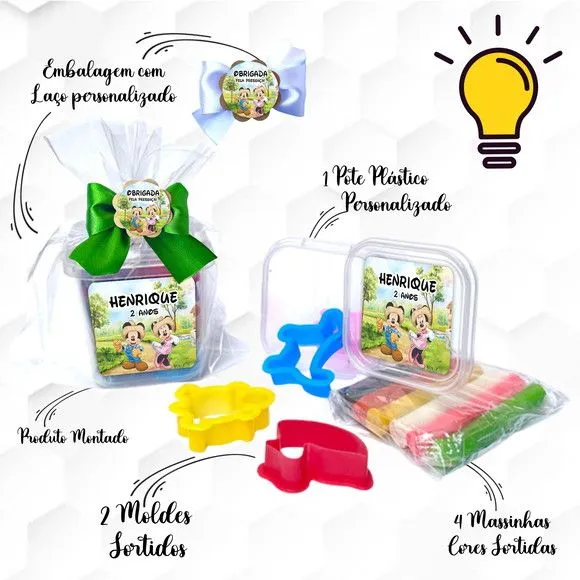 Massinha no Pote com Cortadores Mickey Fazend Personalizadaa - feito à mão por Mi Papelaria Criativa