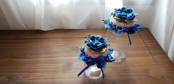 Capa para Tampa Pote 500g em Crochê Pacífico Azul (unid.) - foto 2