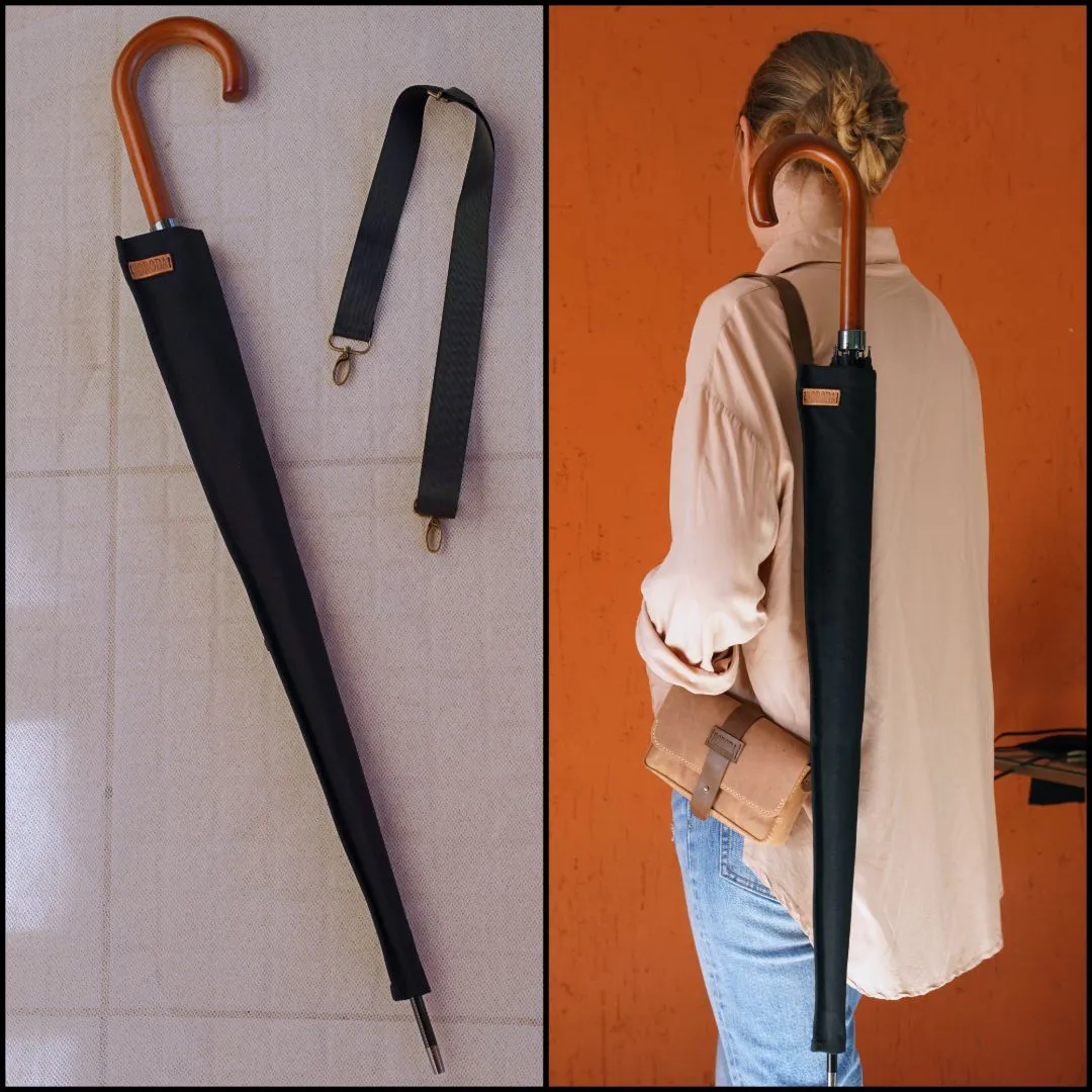 capa para guarda-chuva longo preta - artesanato feito à mão por poroda