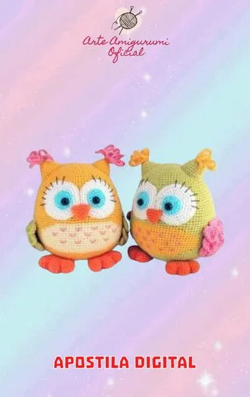 Receita Corujas Coloridas - Amigurumi - artesanato feito à mão por Arte Amigurumi Oficial