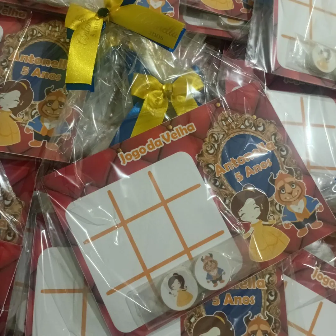 Lembrancinhas Jogo da Velha Personalizado Tema Bela e a Fera - foto 2