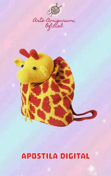 Receita Mochila Girafa - Amigurumi - feito à mão por Arte Amigurumi Oficial