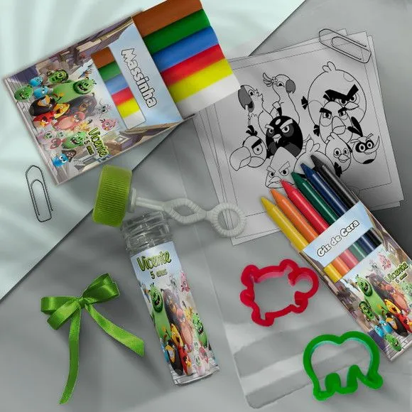 Kit Massinha Infantil Passarinhos Personalizado - feito à mão por Mi Papelaria Criativa