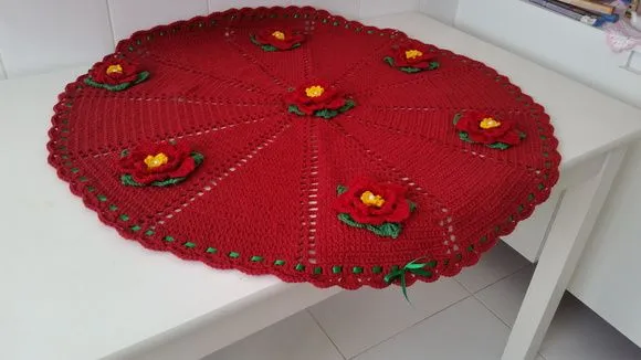 Toalha de Mesa Crochê Estrela do Natal 88 cm - foto 5
