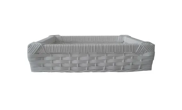 Bandeja Vime Sintético Branca 30x20x08 - artesanato de Mundo Urbano