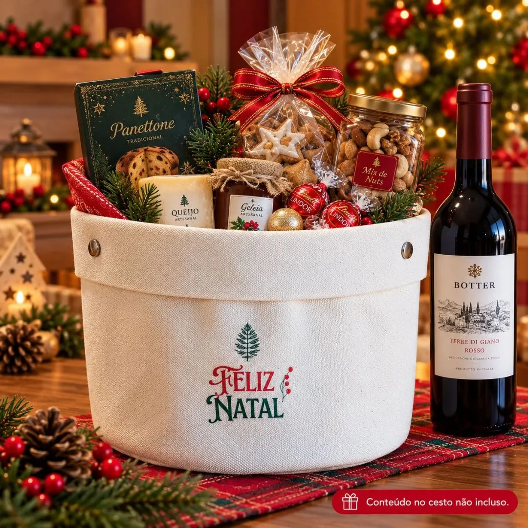 Cesto de Natal e Ocasiões - Lona 100% Algodão - Lembrancinha e Brindes - foto 7