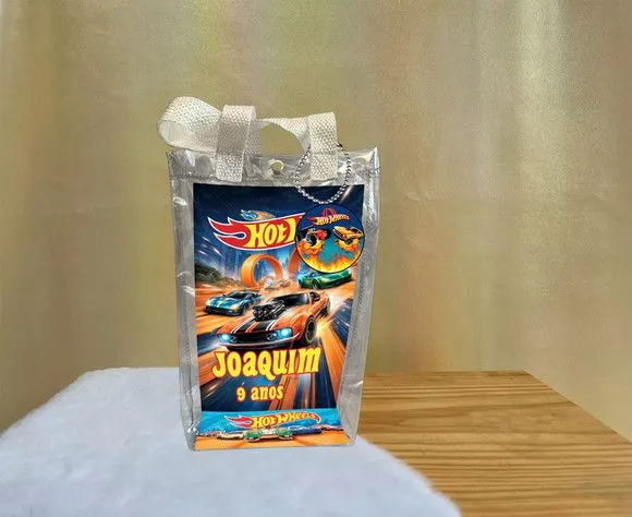 Sacola Transparente Hotwheels Personalizado - artesanato de Artmanha Lembrancinhas