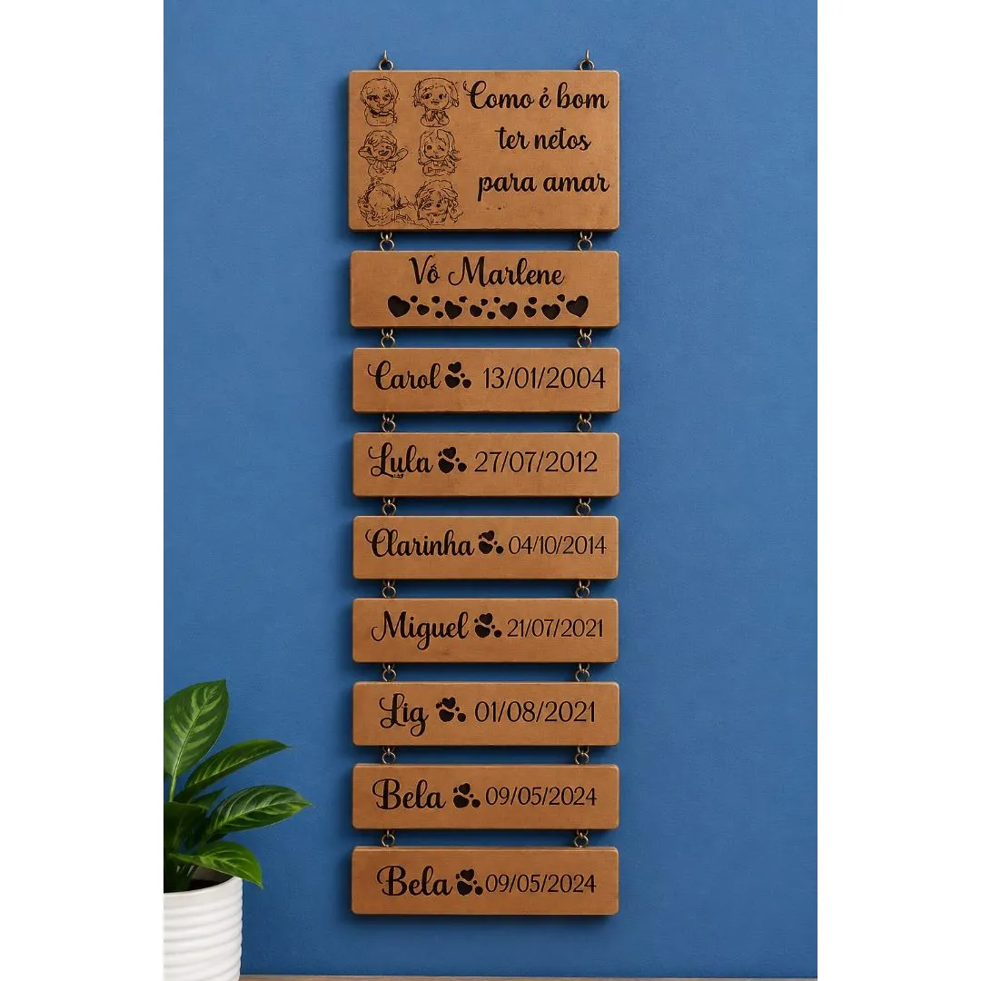 Placa Pendente em Madeira Personalizada à Laser – Recanto da Vovó e Netos 5 Nomes - foto 5