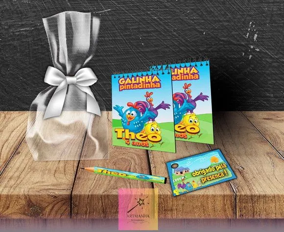 Bloquinho Galinha Pintadinha Personalizado - feito à mão por Artmanha Lembrancinhas