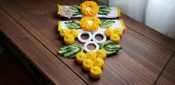 Puxador de Geladeira Duplo em Crochê (amarelo) - foto 5