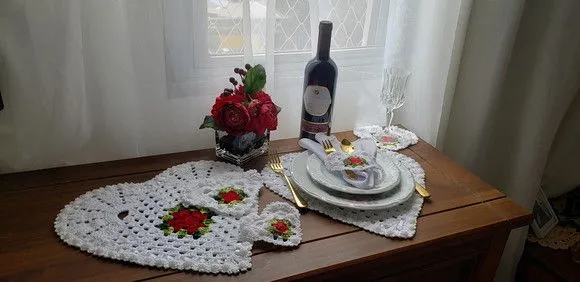 Souplast Coração Romântico (02 Pessoas) - artesanato de Mari Crochê feito com carinho!