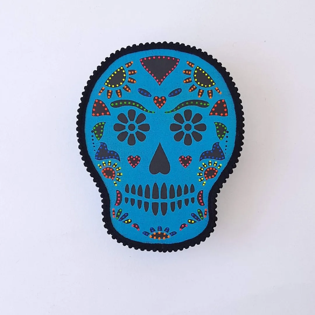 Quadro Box Caveira Mexicana Azul