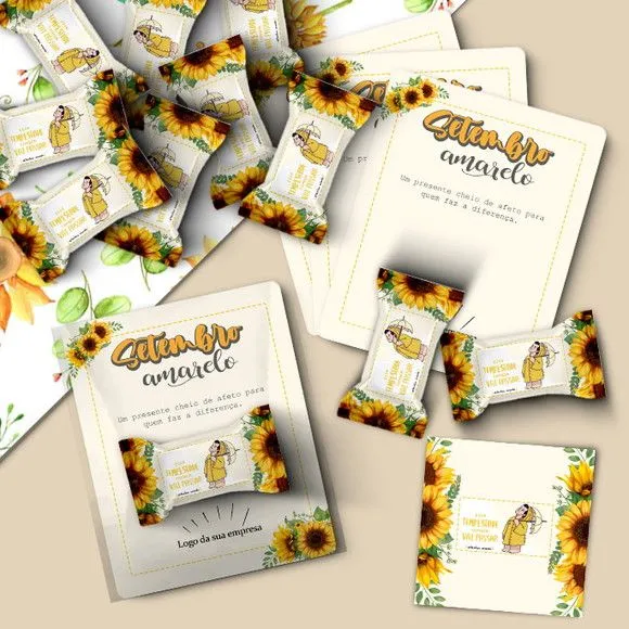 Cartão com Bala - Setembro Amarelo Personalizado - artesanato feito à mão por Mi Papelaria Criativa