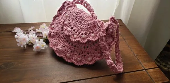 Bolsa de Crochê em Estilo Boho "chic" Quartzo Rosa - foto 3