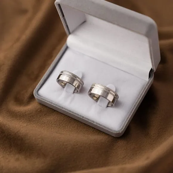 Par Alianças Namoro México 8mm Prata + Anel Solitario - artesanato feito à mão por TM JOIAS
