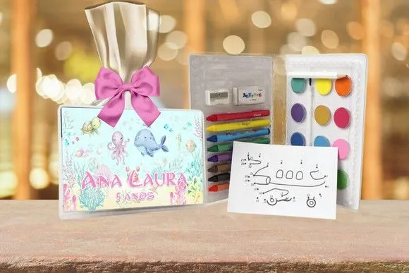 Estojo de Pintura Fundo do Mar Personalizado - feito à mão por Artmanha Lembrancinhas