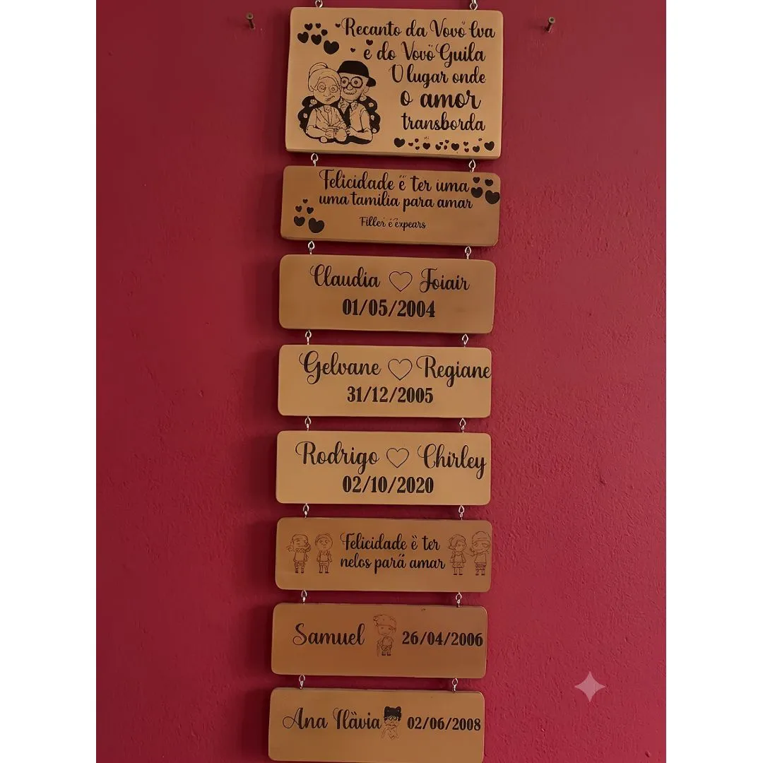 Placa Pendente em Madeira Personalizada à Laser – Recanto da Vovó e Netos 5 Nomes - foto 6
