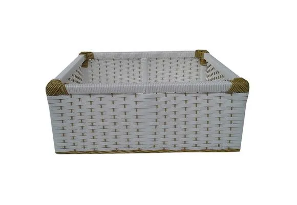 Kit 2 Cestos 29x19x14 e 1 Cesto 25x12x14 Branco e Bananeira - foto 2