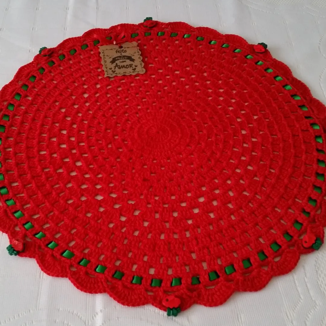 Sousplat em Crochê Natal Vermelho - foto 3