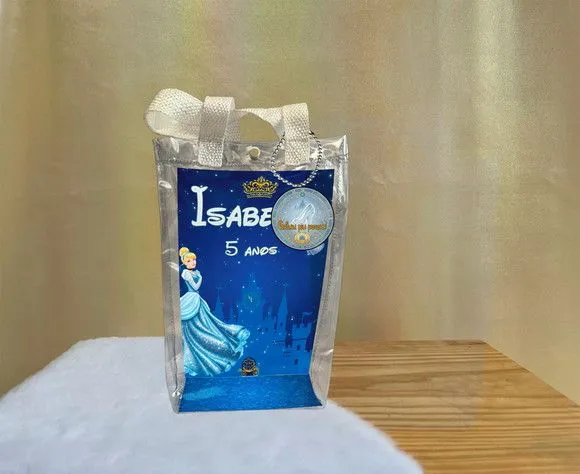 Sacola Transparente Cinderela Personalizado - artesanato de Artmanha Lembrancinhas