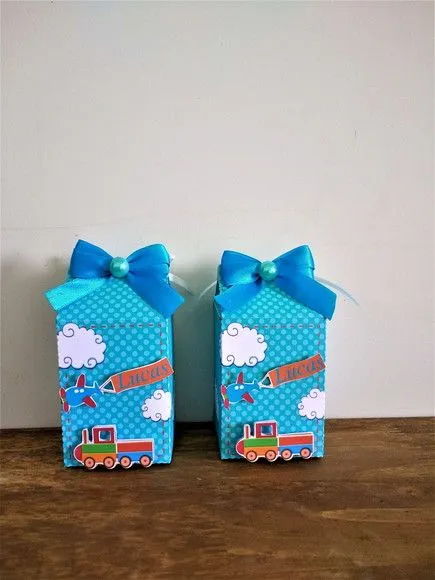 Caixa Milk catavento e avião - artesanato de Fina Essência Papelaria Personalizada