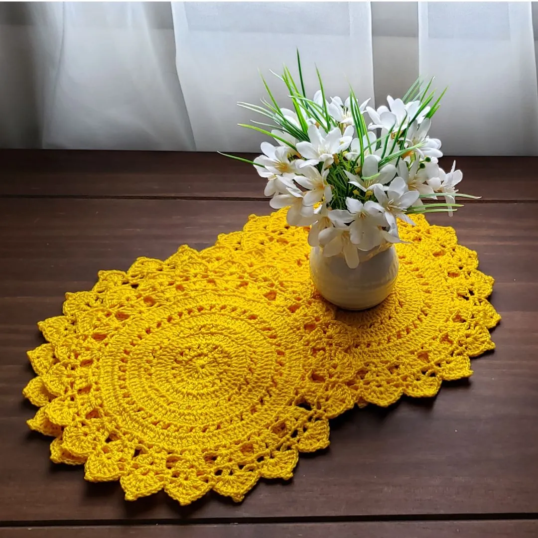 Jogo de 06 Toalhinhas em Crochê - Sunflower Amarelo (25 Cm) - foto 4