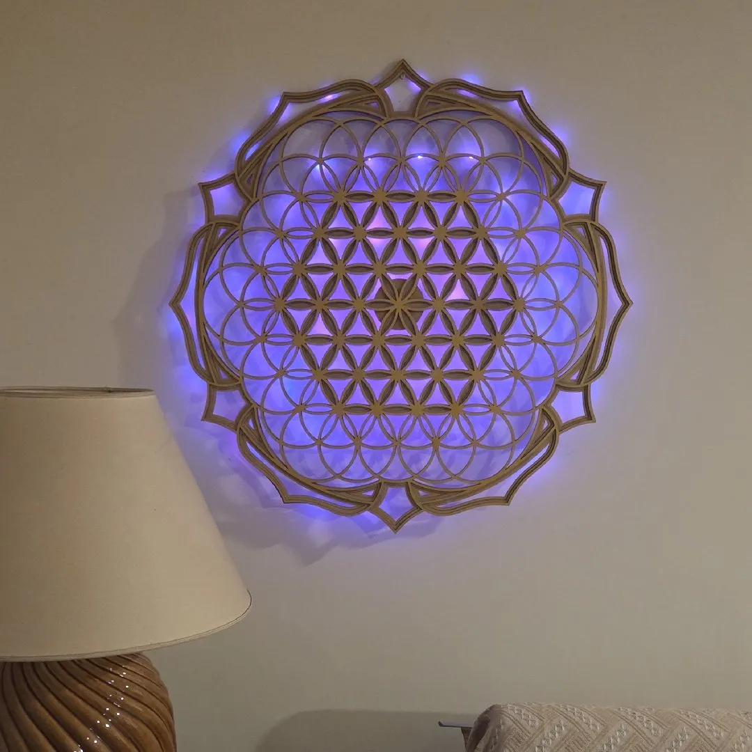 Mandala Flor da Vida 3D iluminada com cromoterapia - foto 3
