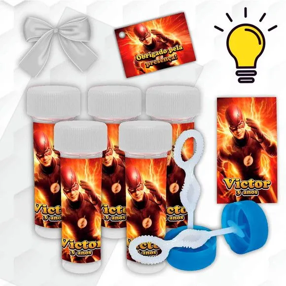Bolinha de Sabão Flash Personalizada - artesanato feito à mão por Mi Papelaria Criativa
