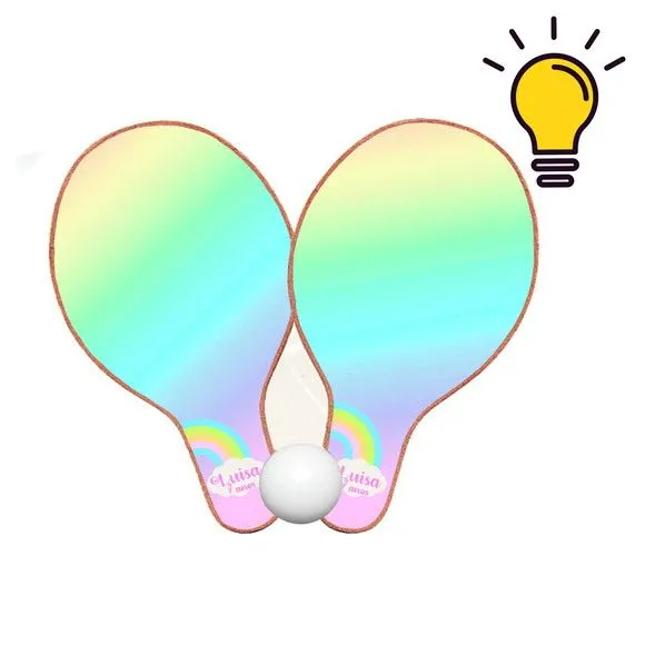 Raquete Ping Pong - Arco Iris - feito à mão por Mi Papelaria Criativa