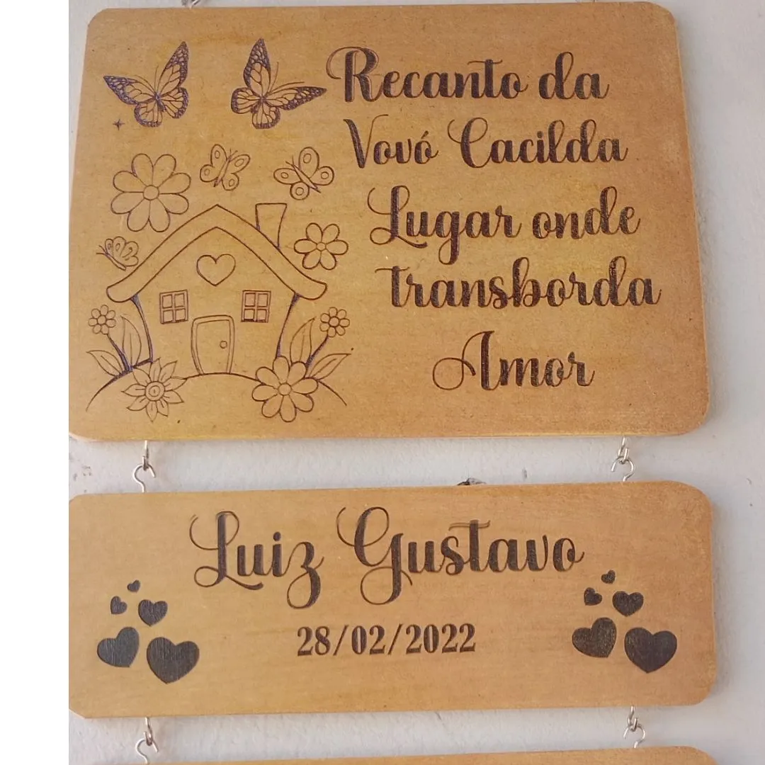 Placa Decorativas nomes Avós e Netos 4 nomes