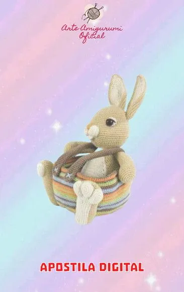 Receita Coelho da Páscoa Cestinha - Amigurumi - artesanato feito à mão por Arte Amigurumi Oficial