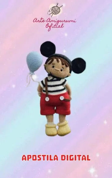 Receita Flip com Roupa de Mickey Amigurumi - artesanato feito à mão por Arte Amigurumi Oficial