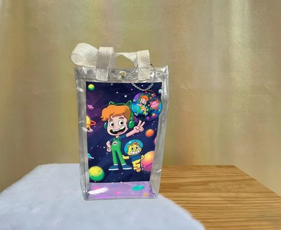 Sacola Transparente Gato Galactico Personalizado - artesanato de Artmanha Lembrancinhas