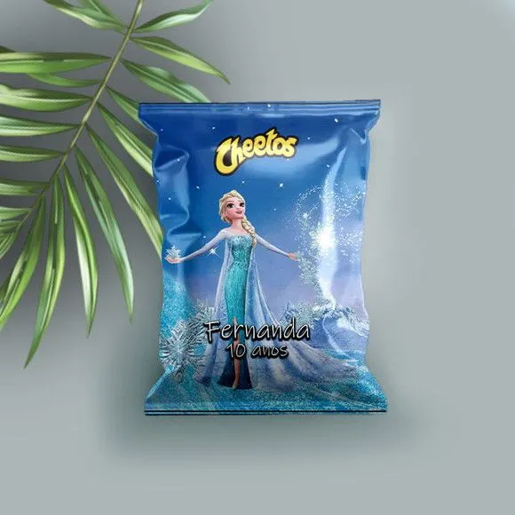 Salgadinho - Frozen Personalizado - feito à mão por Mi Papelaria Criativa