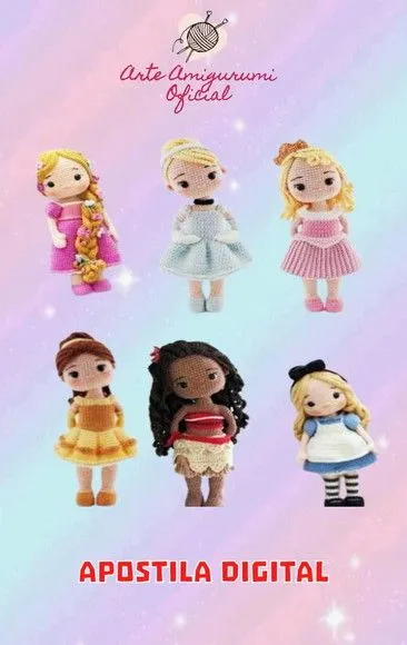 Receita Combo Princesas Amigurumi - artesanato feito à mão por Arte Amigurumi Oficial