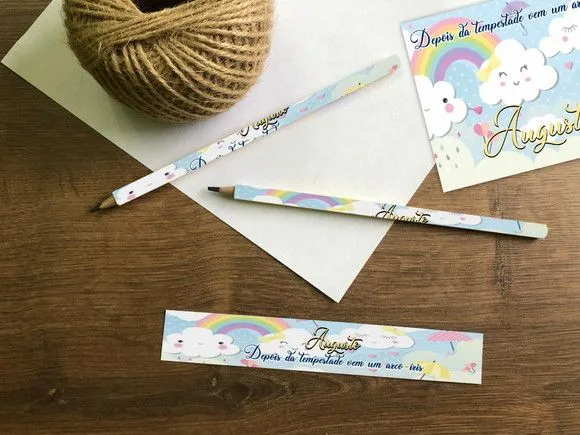 Lápis Chuva de Amor Personalizado - feito à mão por Mi Papelaria Criativa