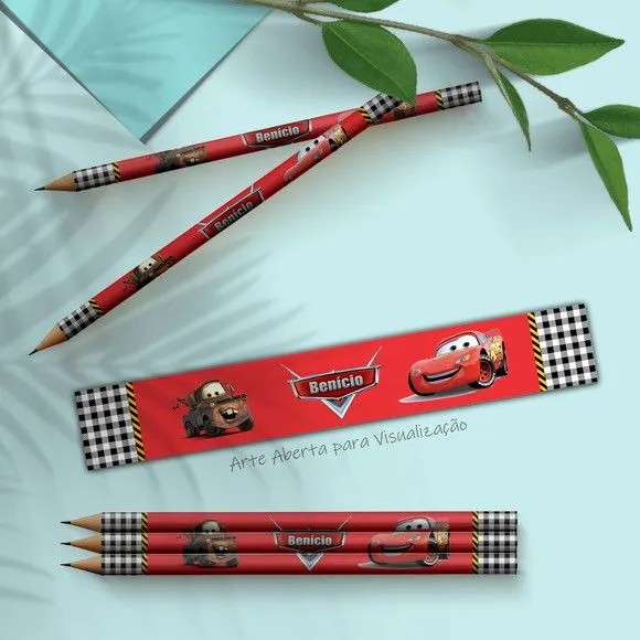 Lápis - Carros Disney Personalizado - feito à mão por Mi Papelaria Criativa