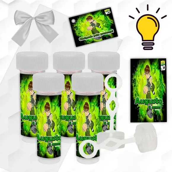 Bolinha de Sabão Ben10 Personalizada - artesanato feito à mão por Mi Papelaria Criativa