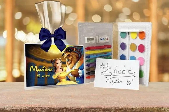 Estojo de Pintura Bela e a Fera Personalizado - feito à mão por Artmanha Lembrancinhas