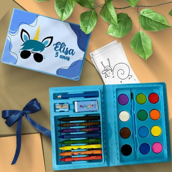 Estojo de Pintura - Unicórnio Menino Personalizado - artesanato feito à mão por Mi Papelaria Criativa