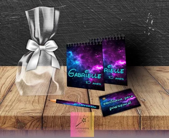 Bloquinho Neon Personalizado - feito à mão por Artmanha Lembrancinhas