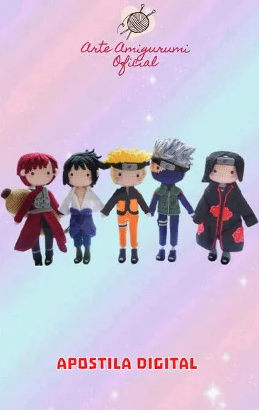 Receita Naruto Combo 5 Personagens Amigurumi - artesanato feito à mão por Arte Amigurumi Oficial