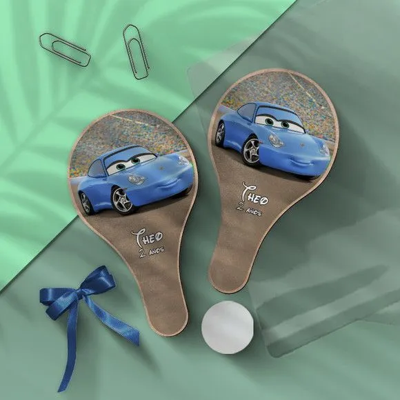 Raquete Ping Pong - Carros Disney Personalizada - feito à mão por Mi Papelaria Criativa