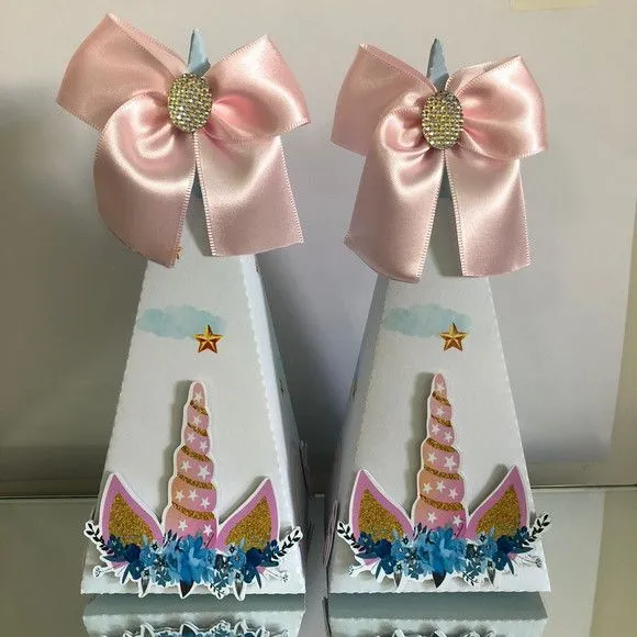 Caixa cone unicórnio - artesanato de Fina Essência Papelaria Personalizada