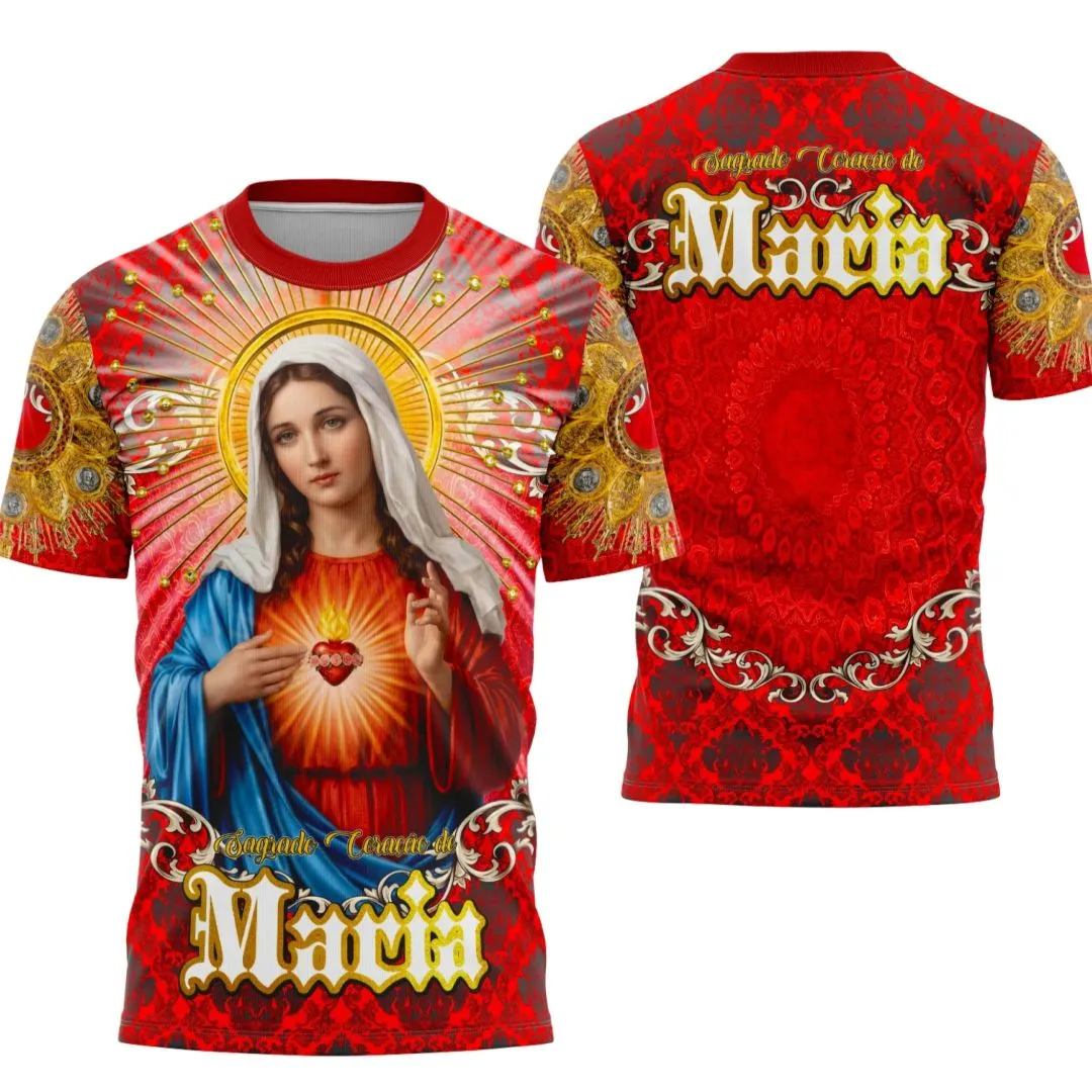 Camisa Sagrado Coração de Maria Manto Vermelho - artesanato de JD PRINT 3D